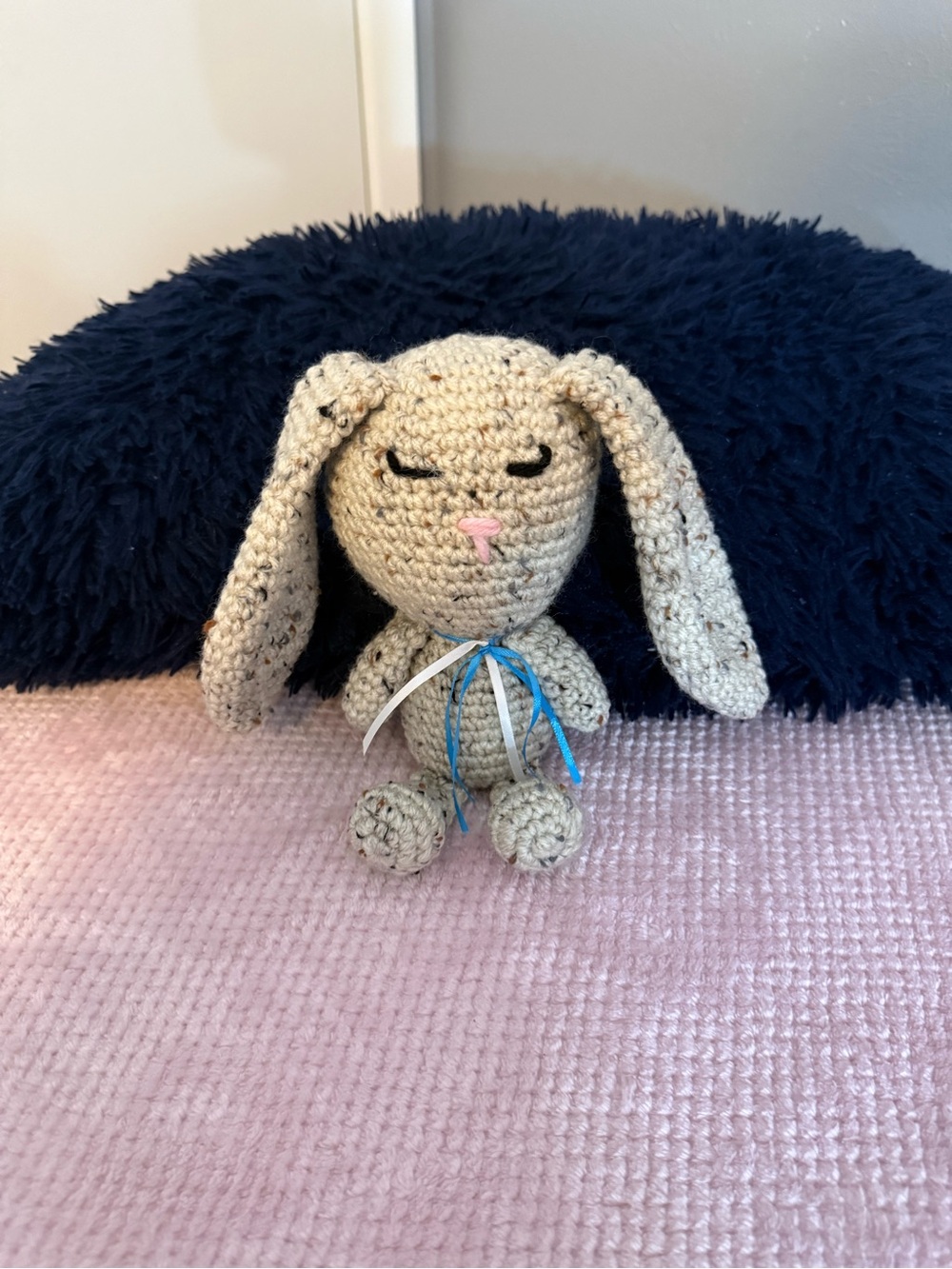 Plush Crochet Bunny Pet Toy in Cream
